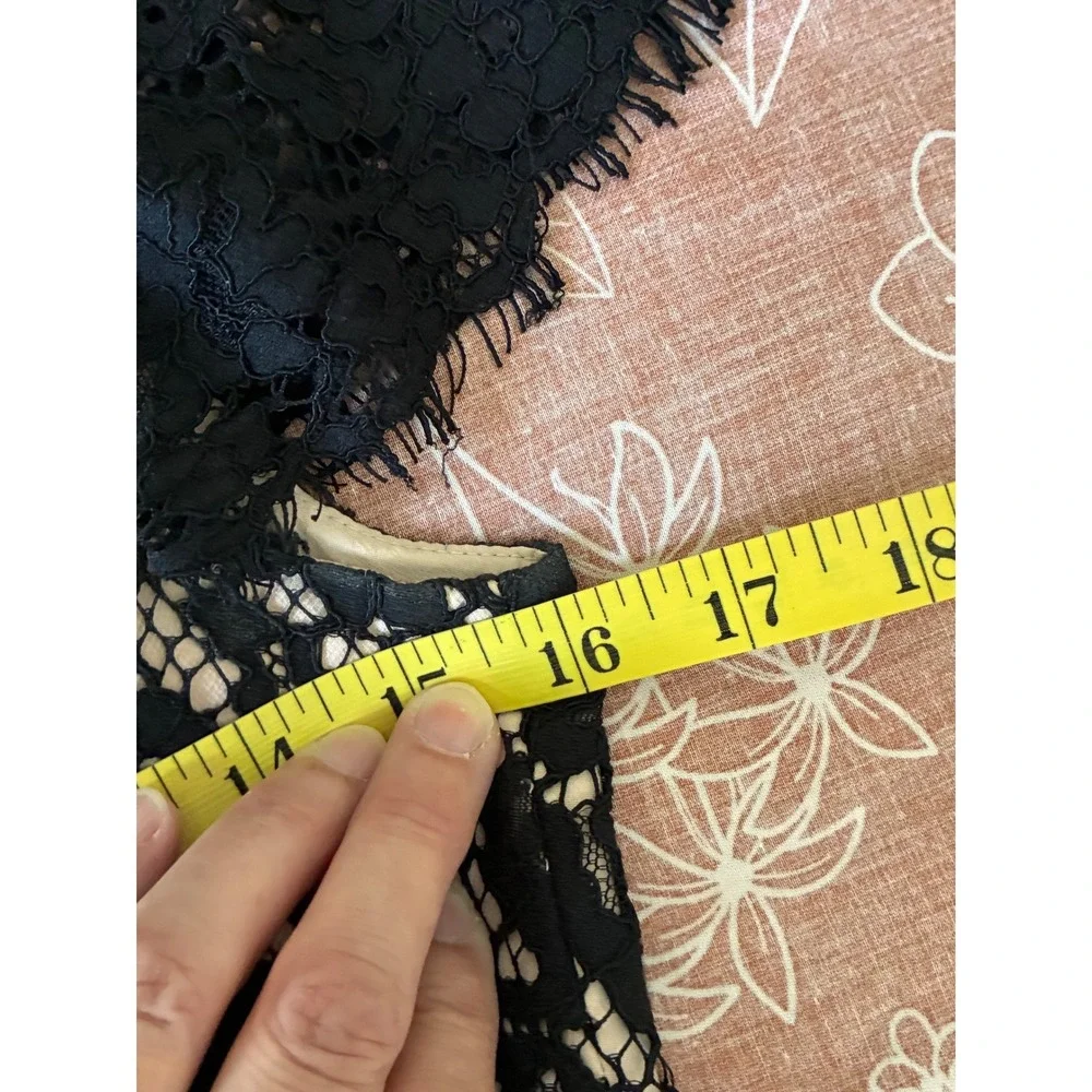 J. Crew Collection Black Floral Lace Sheath Dress F9096 Eyelash Fringe Trim Sz 0